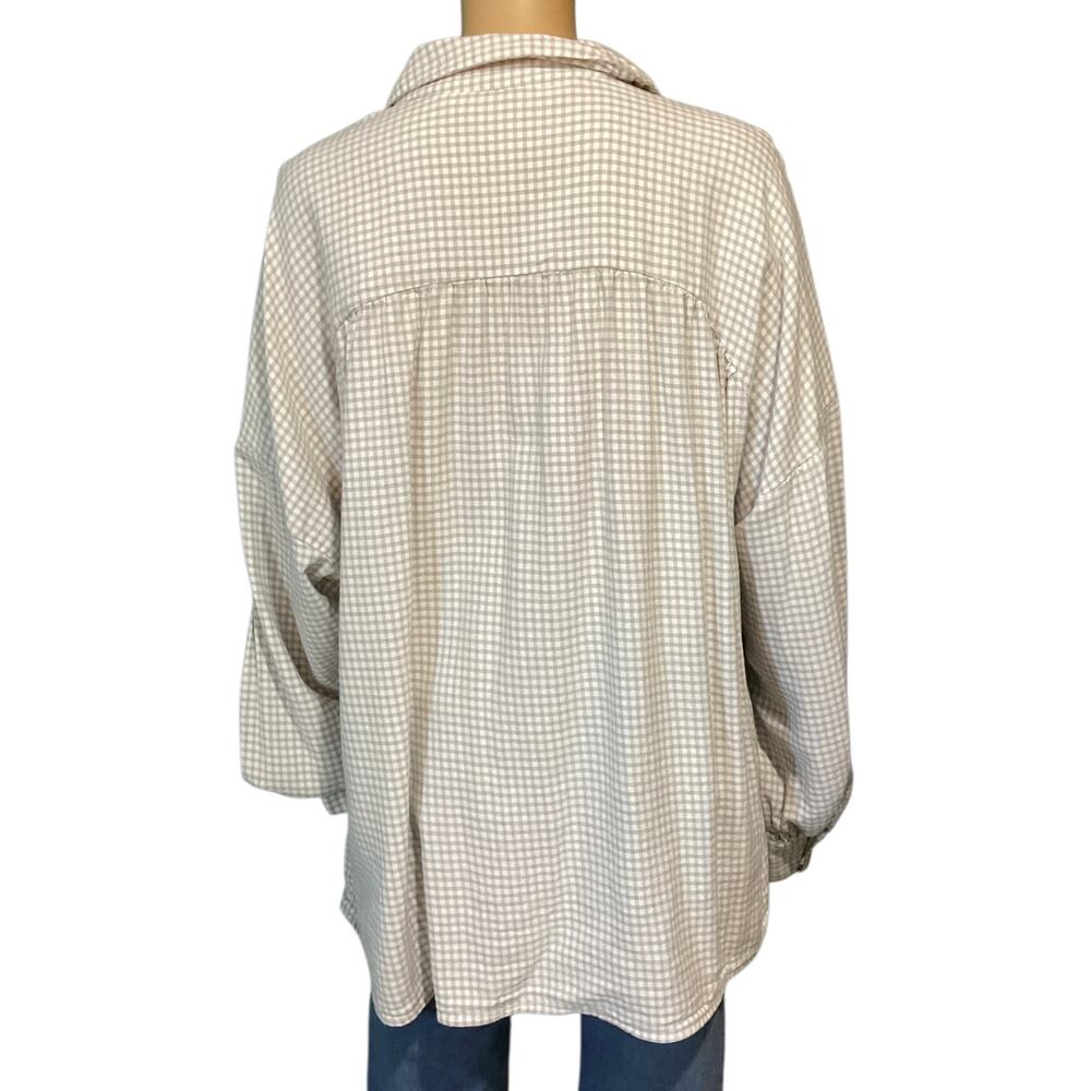 Peace Love World Boheme Check Plaid Button Front Pleated Top size XL - Picture 3 of 8